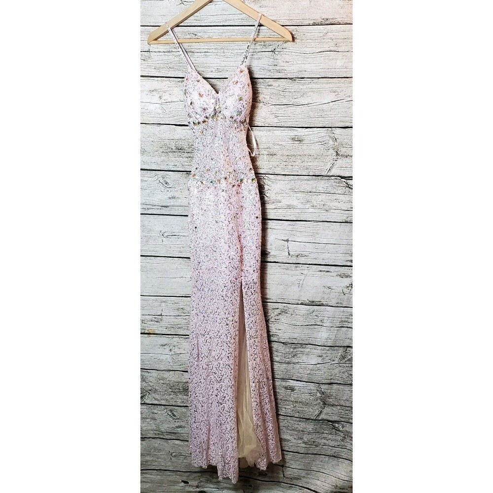 Mia Bella Sleeveless Sequined Long Evening Party Maxi Dress Size  4